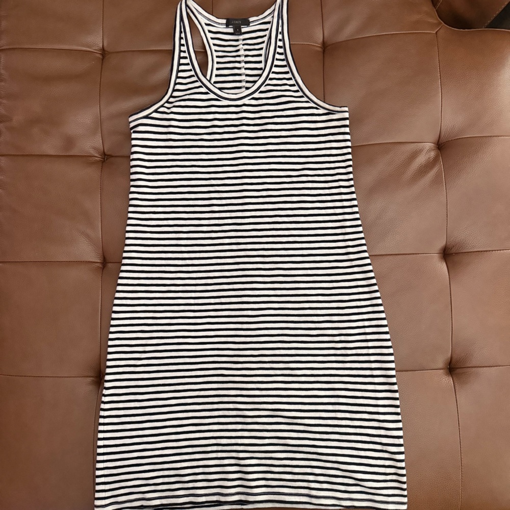 J. Crew Navy and White Striped Dress EUC